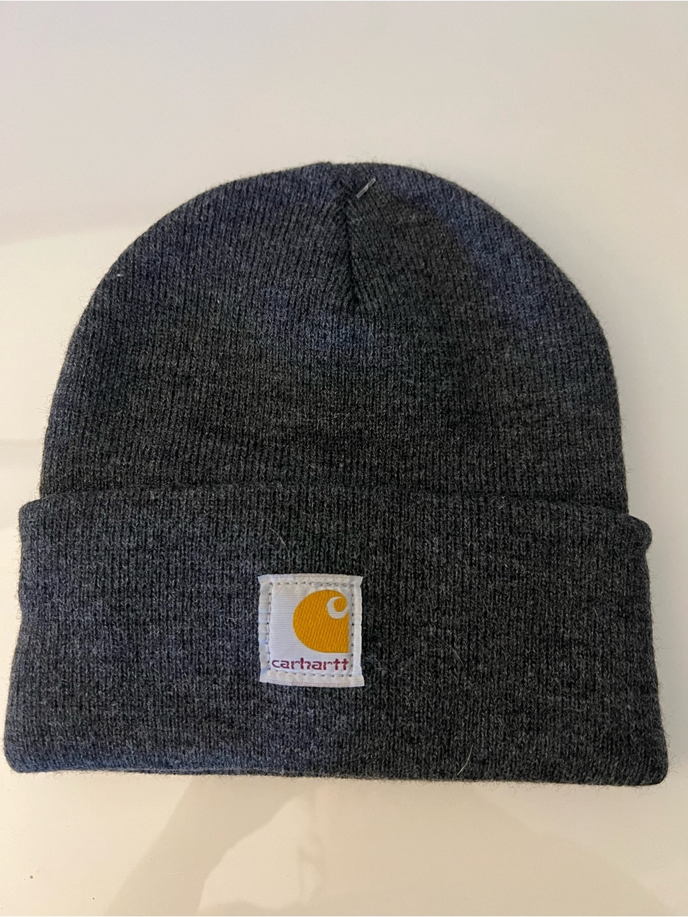Carhartt Charcoal Knit Cuffed Beanie with Logo Patch